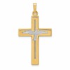 14K and White Rhodium Polished and Satin Cross with Dove Pendant
