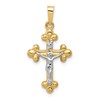 14k Two-tone Polished Budded INRI Crucifix Pendant