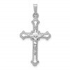 14k White Gold Polished INRI Crucifix Pendant