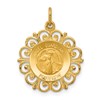 14k Polished and Satin Hollow Spanish Guardian Angel Medal Round Pendant