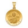 14K Polished and Satin Hollow St. Daniel Medal Round Pendant