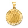 14K Polished and Satin Hollow Spanish San Gabriel Medal Round Pendant