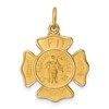 14k Polished and Satin Solid Small St. Florian Fire Dept. Badge Medal Charm
