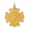 14k Polished and Satin Large Solid St. Florian Fire Dept. Badge Medal Pendant