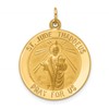 14k Polished and Satin Solid St. Jude Thaddeus Medal Round Pendant