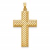14k Hollow Polished Basketweave Design Latin Cross Pendant