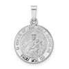 14k White Gold Polished and Satin Hollow Queen Of The Holy Scapular Medal Reversible Round Pendant
