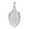 14k White Gold Polished and Satin Solid Miraculous Medal Pendant
