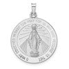 14k White Gold Polished and Satin Solid Miraculous Medal Round Pendant