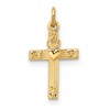 14k Polished Solid Heart Cross Pendant