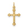 14k Polished and Textured Solid Diamond Shape Center Cross Pendant
