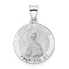 14k White Gold Polished and Satin Hollow St Nicholas Medal Round Pendant