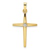 14k Two-tone Polished Solid Diamond Shape Center Cross Pendant