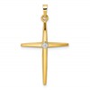 14k Two-tone Polished Solid Diamond Shape Center Cross Pendant