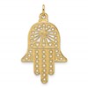 14k Polished Solid Filigree Hamsa Pendant