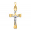 14k Two-tone Polished Hollow INRI Crucifix Cross Pendant
