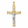 14k Two-tone Large Solid INRI Crucifix Pendant