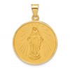 14k Polished and Satin Solid Miraculous Medal Plain Back Round Pendant