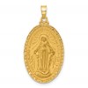 14k Polished and Satin Solid Miraculous Medal Oval Pendant