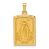 14k Polished and Satin Hollow Miraculous Medal Rectangular Pendant