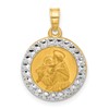 14K with White Rhodium Satin and Polished Hollow St. Anthony Medal Round Pendant