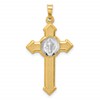 14k Two-tone Textured Hollow Budded St Benedict Cross Pendent