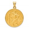 14k Polished and Satin Solid Large St. Christopher Medal Round Pendant
