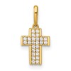 14k Polished Pave CZ Latin Cross Charm / Pendant