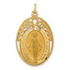 14k Polished and Satin Semi-solid Miraculous Medal in Frame Oval Pendant