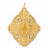 14k Polished Miraculous Medal and Four-way Cross in Filigree Oval Pendant