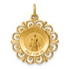14k Polished and Satin Solid Infant of Prague Medal Scalloped Edge Round Charm