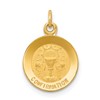 14k Polished and Satin Solid CONFIRMATION Medal Round Pendant