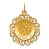 14k Polished and Satin Solid Saint Christopher Medal Scalloped Edge Round Charm