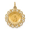 14k Polished and Satin Solid Matka Boska Czestochowska Medal Reversible Scalloped Edge Round Pendant
