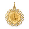 14k Polished and Satin Solid Our Lady of Fatima Medal Scalloped Edge Round Pendant