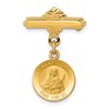 14k Polished and Satin Saint Lucy Medal Pin