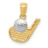 14k and White Rhodium Golf Ball and Club Pendant