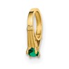 14K 3-D May Ring with Dark Green Glass Stone Charm