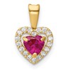 14K Polished Red and Clear CZ Halo Heart Pendant