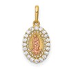 14K Two-tone Our Lady of Guadalupe CZ Oval Pendant