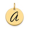 14k Polished Black Enamel Letter A Initial Disk Charm