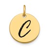 14k Polished Black Enamel Letter C Initial Disk Charm