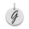 14kw Polished Black Enamel Letter G Initial Disk Charm