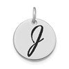 14kw Polished Black Enamel Letter J Initial Disk Charm