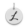 14kw Polished Black Enamel Letter L Initial Disk Charm
