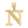 14k Polished Etched Letter N Initial Pendant