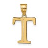 14k Polished Etched Letter T Initial Pendant