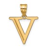14k Polished Etched Letter V Initial Pendant