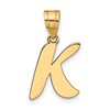 14k Polished Script Letter K Initial Pendant