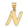 14k Polished Script Letter N Initial Pendant